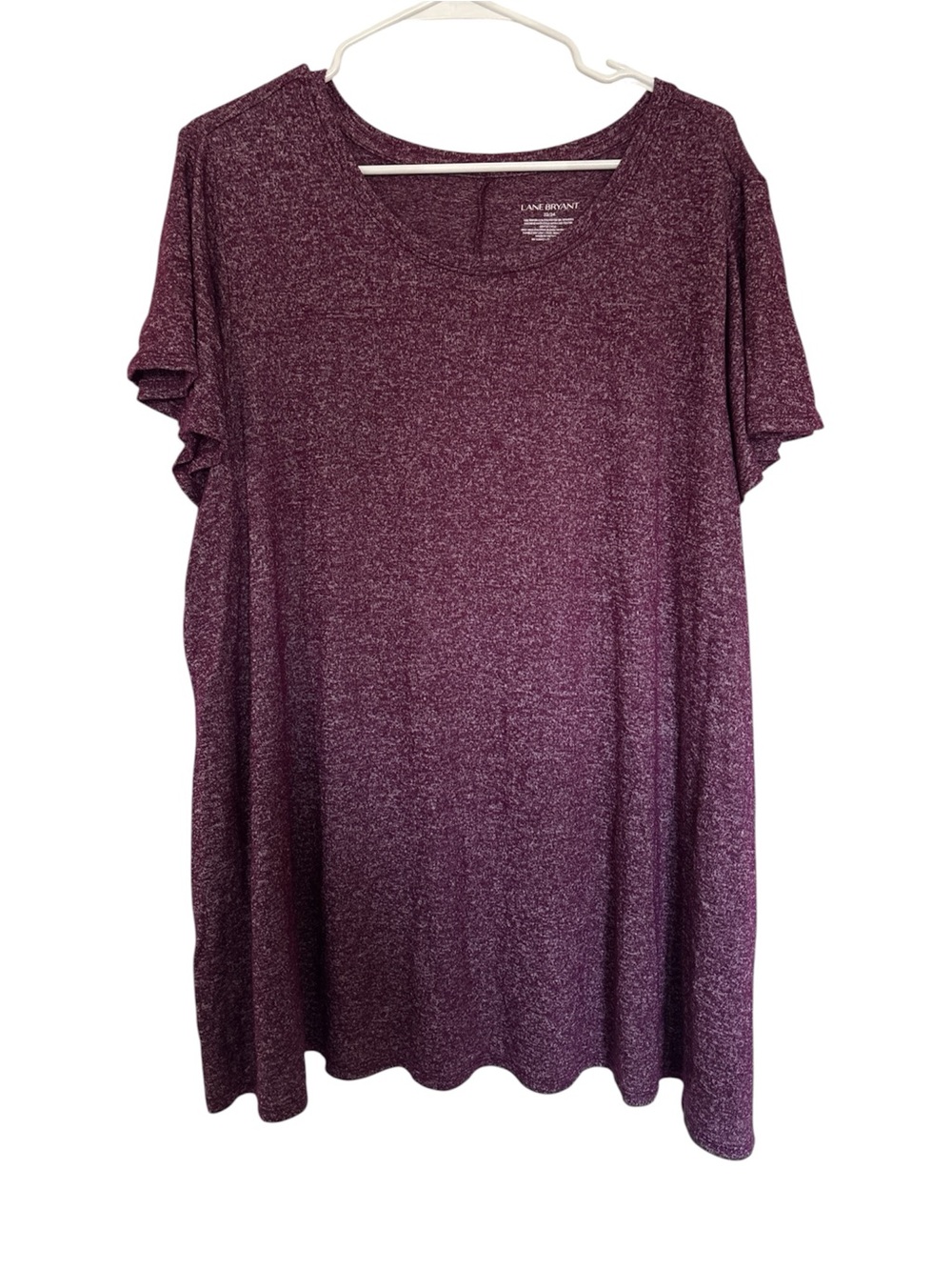 Lane Bryant Heathered Berry Scoop Neck Tunic Top Flowy 3X or 22/24 Short Sleeve